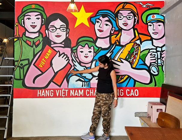 Vietnam theme mural painted in Singapore