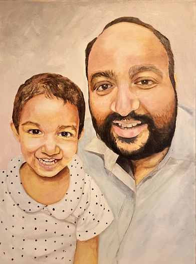 Father daughter portrait painting