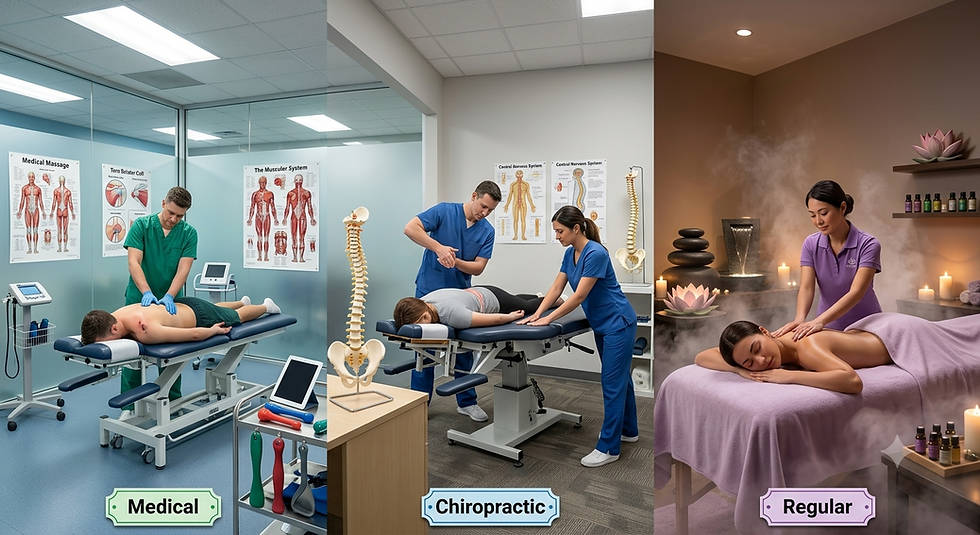 Medical Massage vs. Chiropractic Clinic Massage vs. Regular Massage Studio: What's the Difference and Which Is Better?