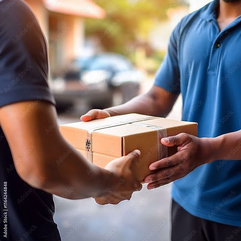 close up courier service concept,Young man receiving package from a delivery.jpg
