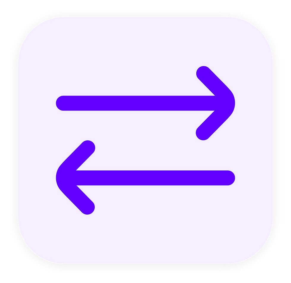 Purple double arrow icons: Data transfer