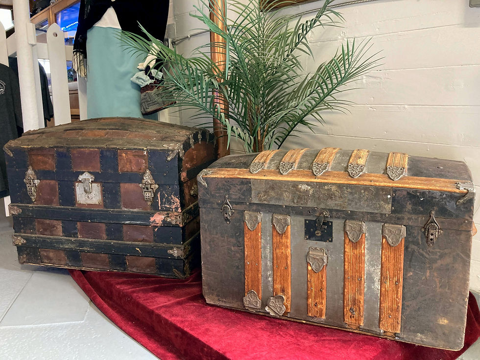 shipping trunks with a domed top used so nothing else could be set atop them