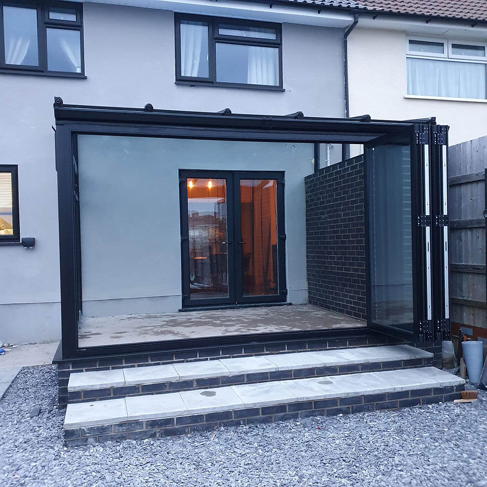 One of our anthracite grey lean conservatories installed for a customer in Bristol