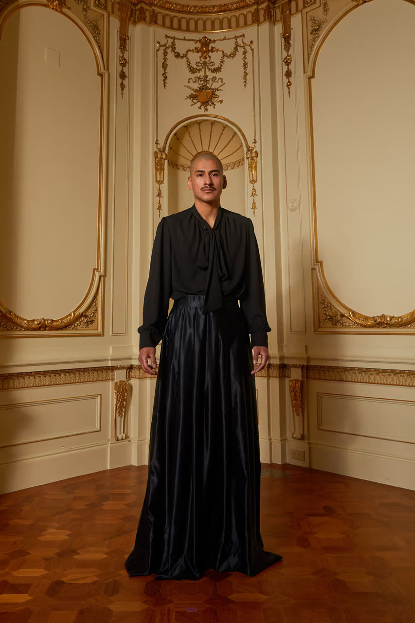 One of the looks from Willy Chavarria's KANGAROO FW23 collection. Image: Laura S. Fuchs for Hypebeast.