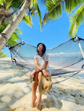 relaxing in a hammock in fiji