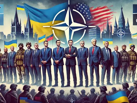 Depiction showing NATO standing side-by-side with Ukraine