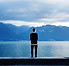 Man Looking Out to the Mountains