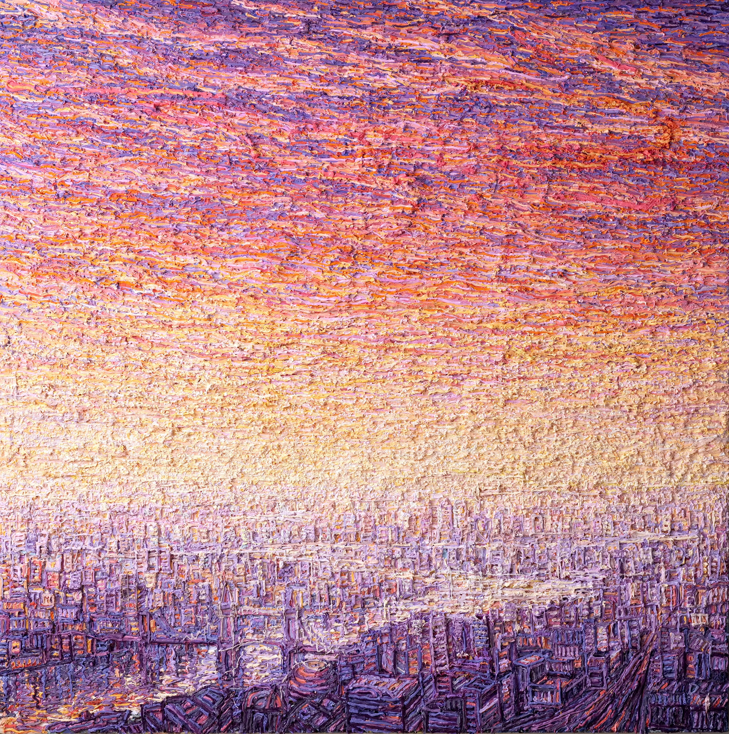 'London From The Shard' oil on canvas, 6 x 6 foot, sold