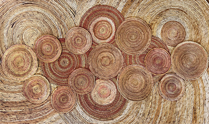 Random spiral rattan or wicker art and craft, round circle spiral synthetic rattan basket