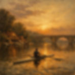 oil painting Ivan Shishkin abstract rower in a single rowing scull on the Potomac river wi