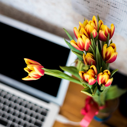 Laptop and Flowers