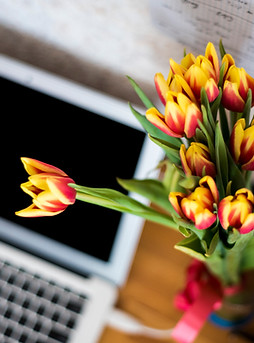 Laptop and Flowers