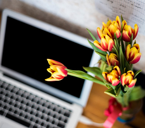 Laptop and Flowers