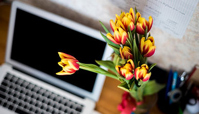 Laptop and Flowers