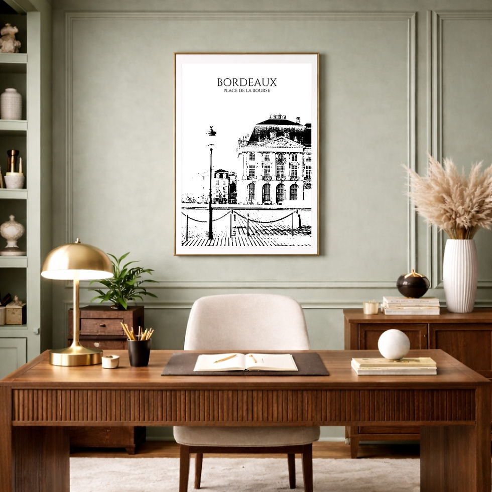 Miniature : Affiche Bordeaux Place de la Bourse Blanc – Poster Ville France