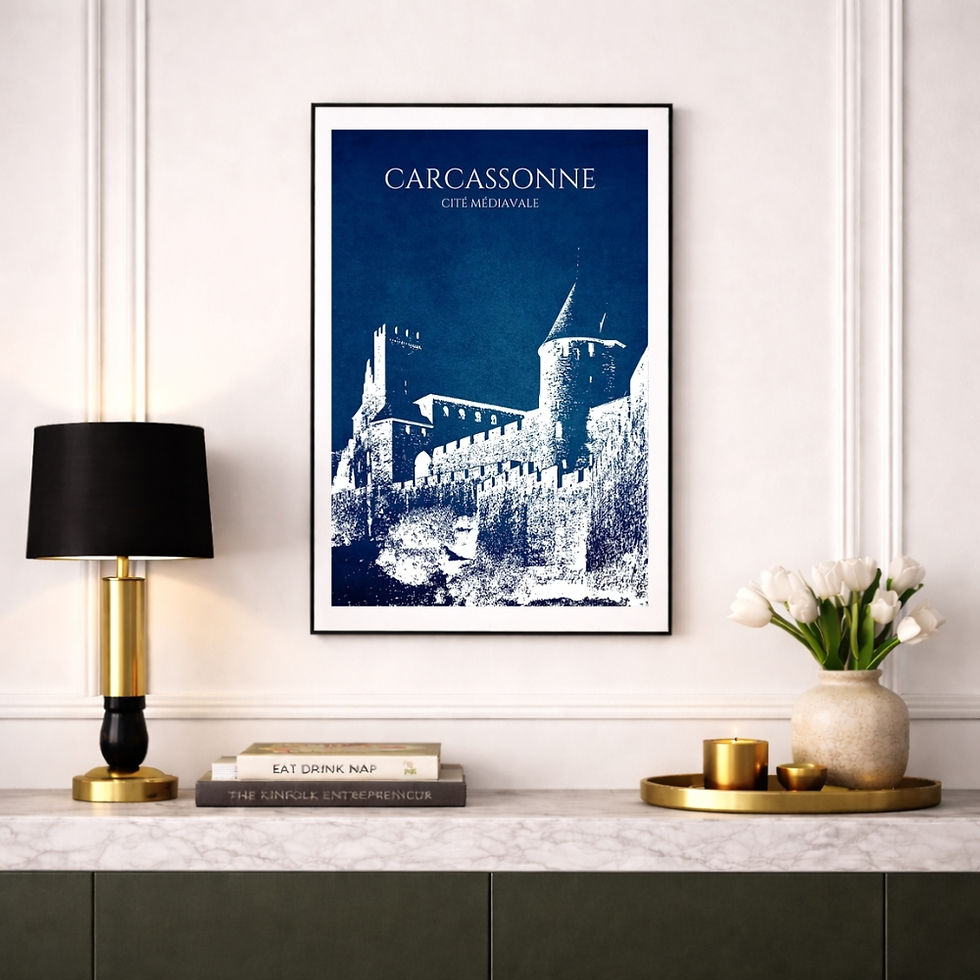 Miniature : Affiche Carcassonne Bleu – Cité Médiévale Poster