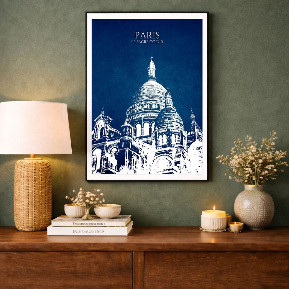 Miniature : Affiche Paris Sacré Cœur Blanc – Montmartre Poster – Art Architecture Paris