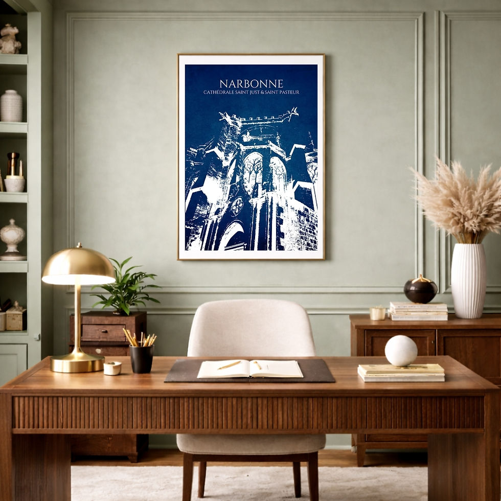 Miniature : ffiche Narbonne Cathédrale Saint Just Bleu – Poster Ville France