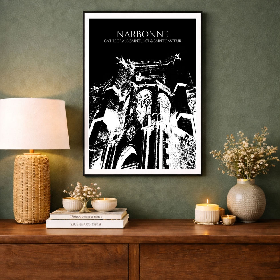 Miniature : ffiche Narbonne Cathédrale Saint Just Noir – Poster Ville France