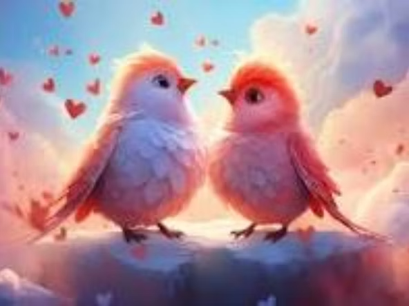 Love birds are sitting
