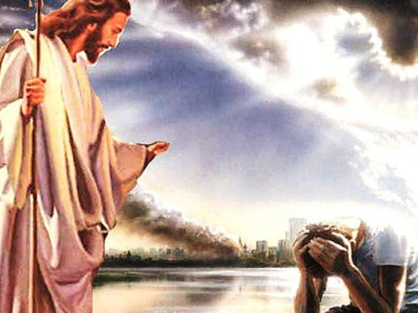 Jesus is blessing to a man