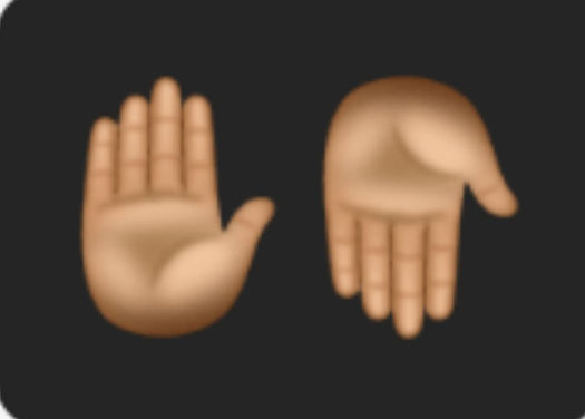 Two hand emojis with an open palm