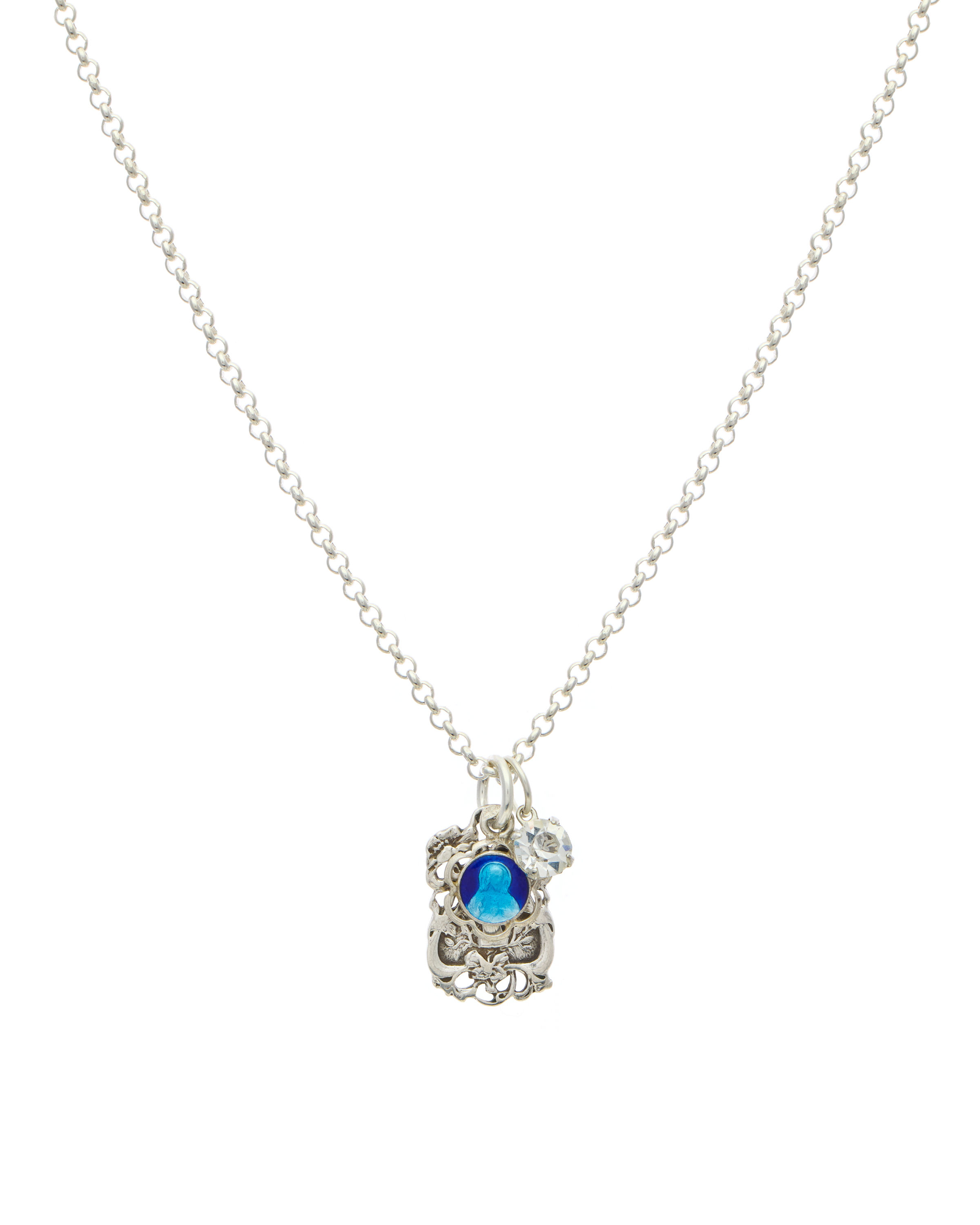 Silver Vintage & Enamel Icon Charm Necklace