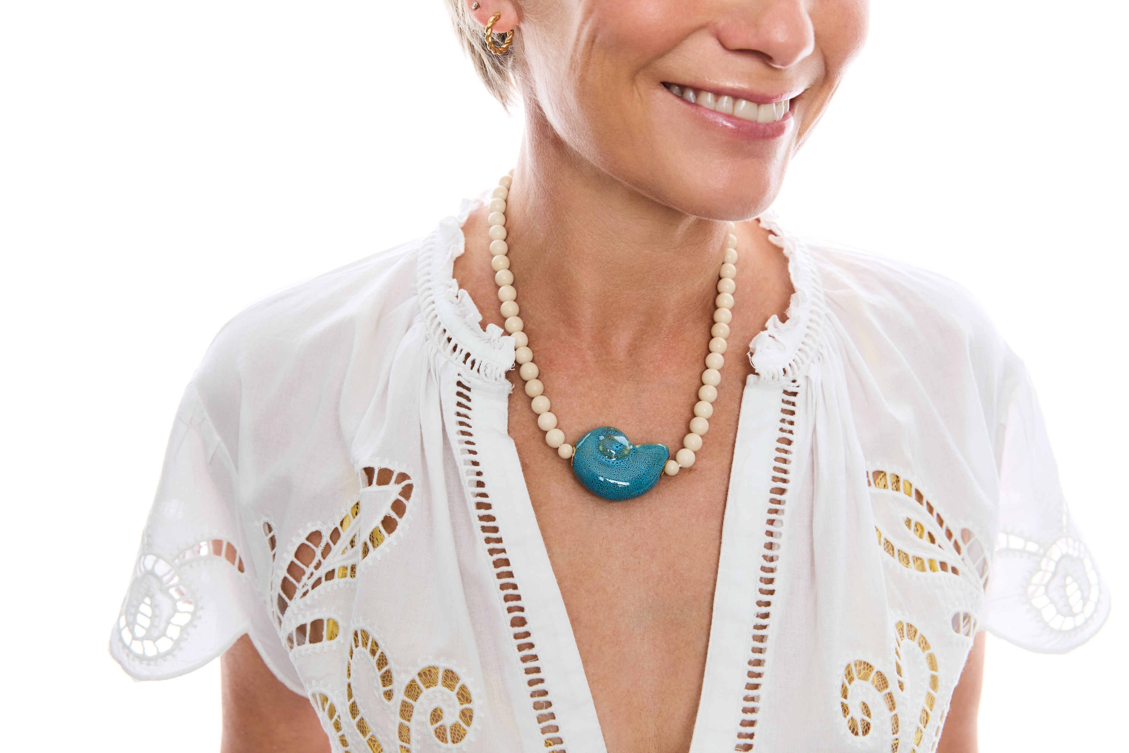 Cream Jasper & Turquoise Shell
