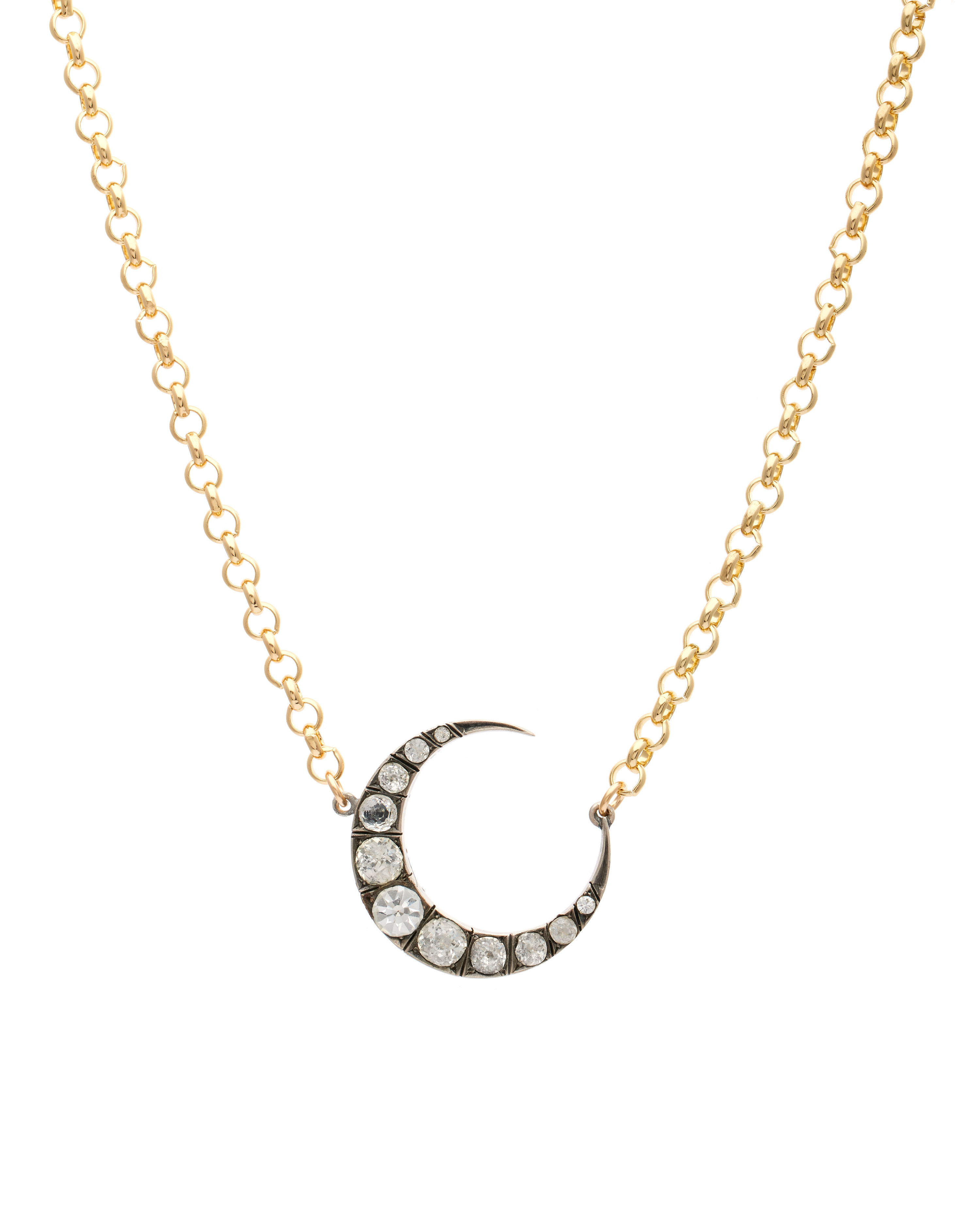 Victorian Silver & Paste Crescent Moon