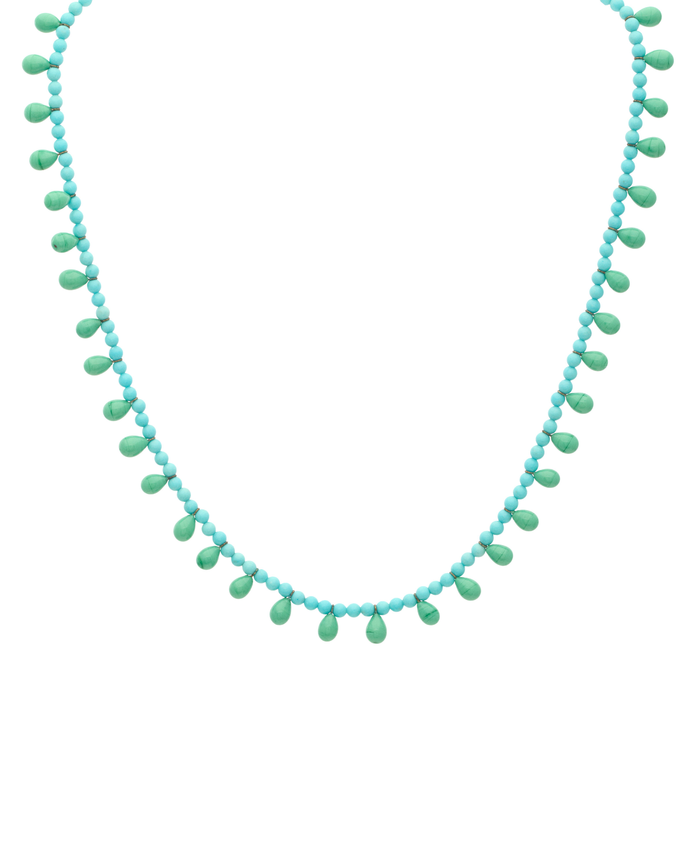 Art Deco Green Teardrop Fringe Necklace