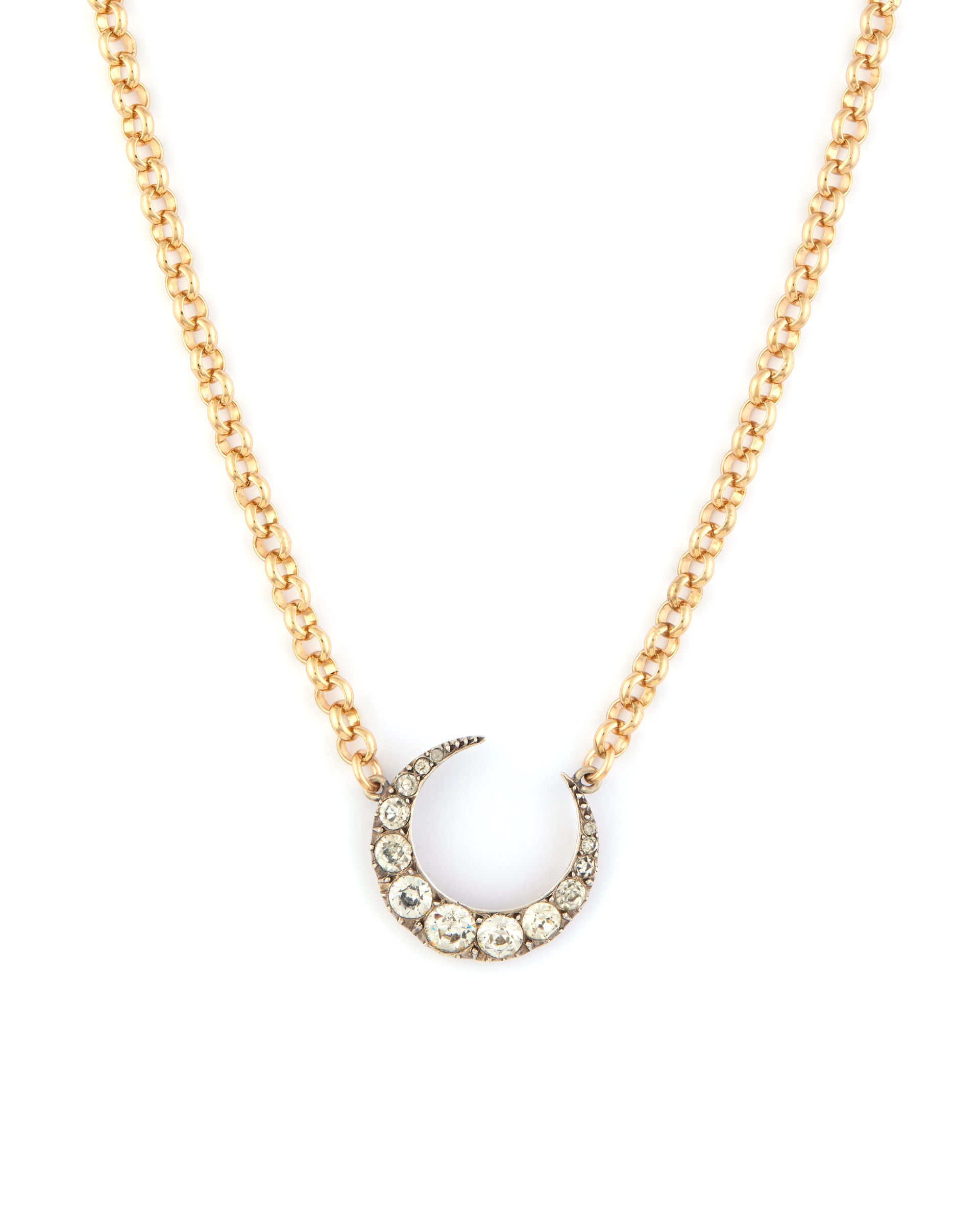 Victorian Silver Crescent Moon