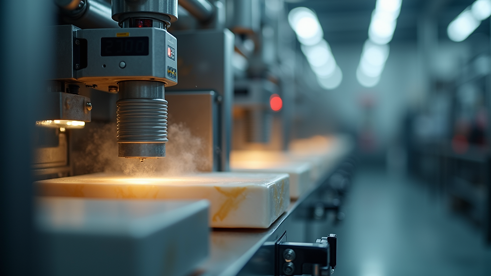 Close-up view of a modified atmosphere packaging machine in action