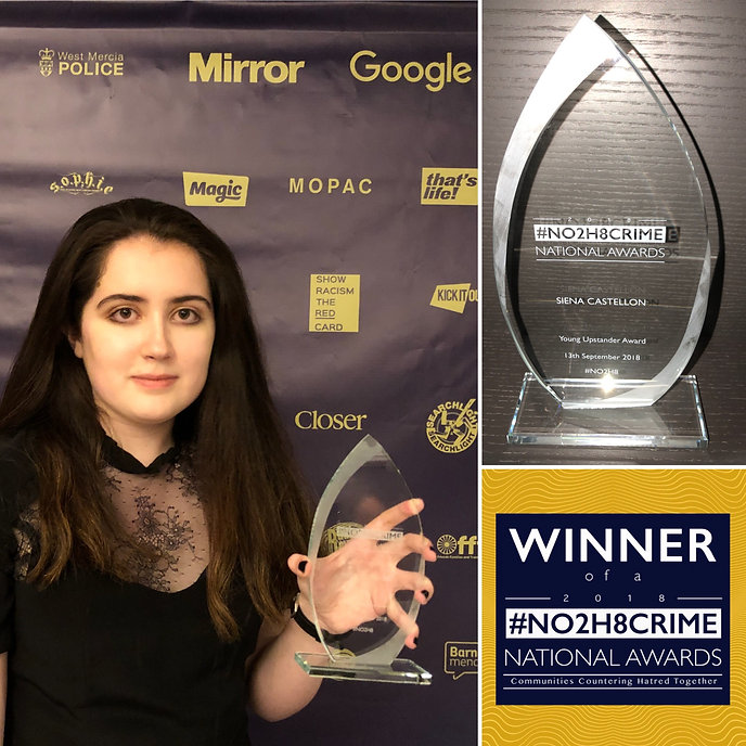 Siena Castellon winner of the 2018 Young Upstander #No2H8 Crime Award