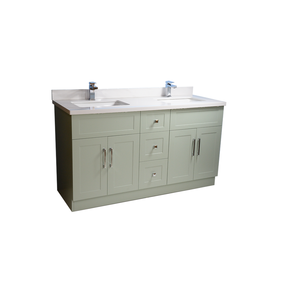 縮圖：60" Shaker Style Double-Sink Vanity with 3 drawers