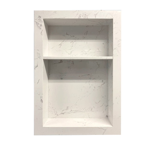 16" Quartz Stone Shelf Recessed Mount Niche (White) Vinpow Bath Centre