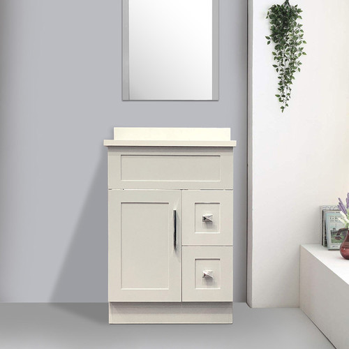 24" Gray Bathroom Vanity with Stone Top and 2 Drawers Vinpow Bath Centre