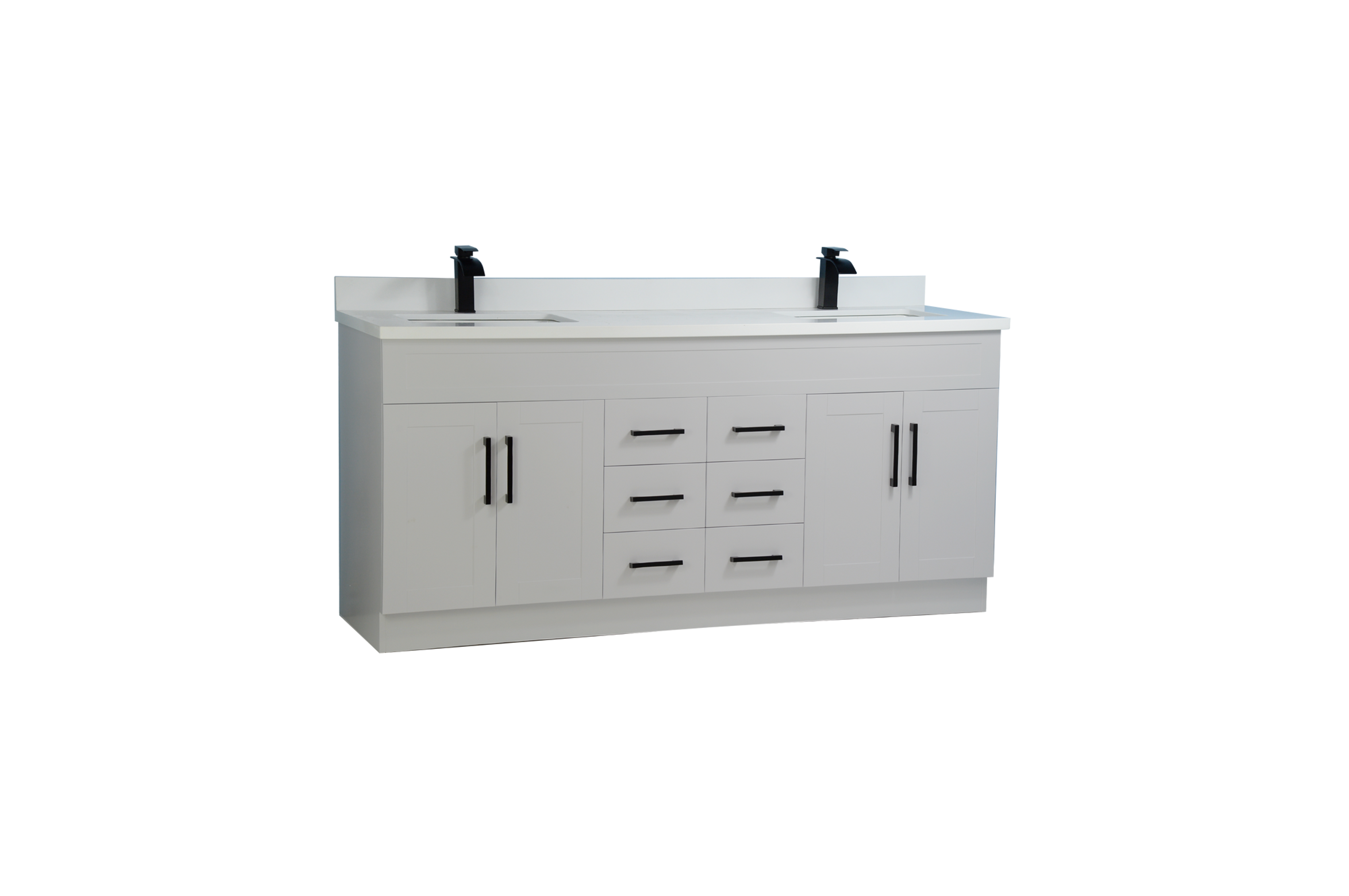 72" Double-Sink Grey Vanity with Stone Top