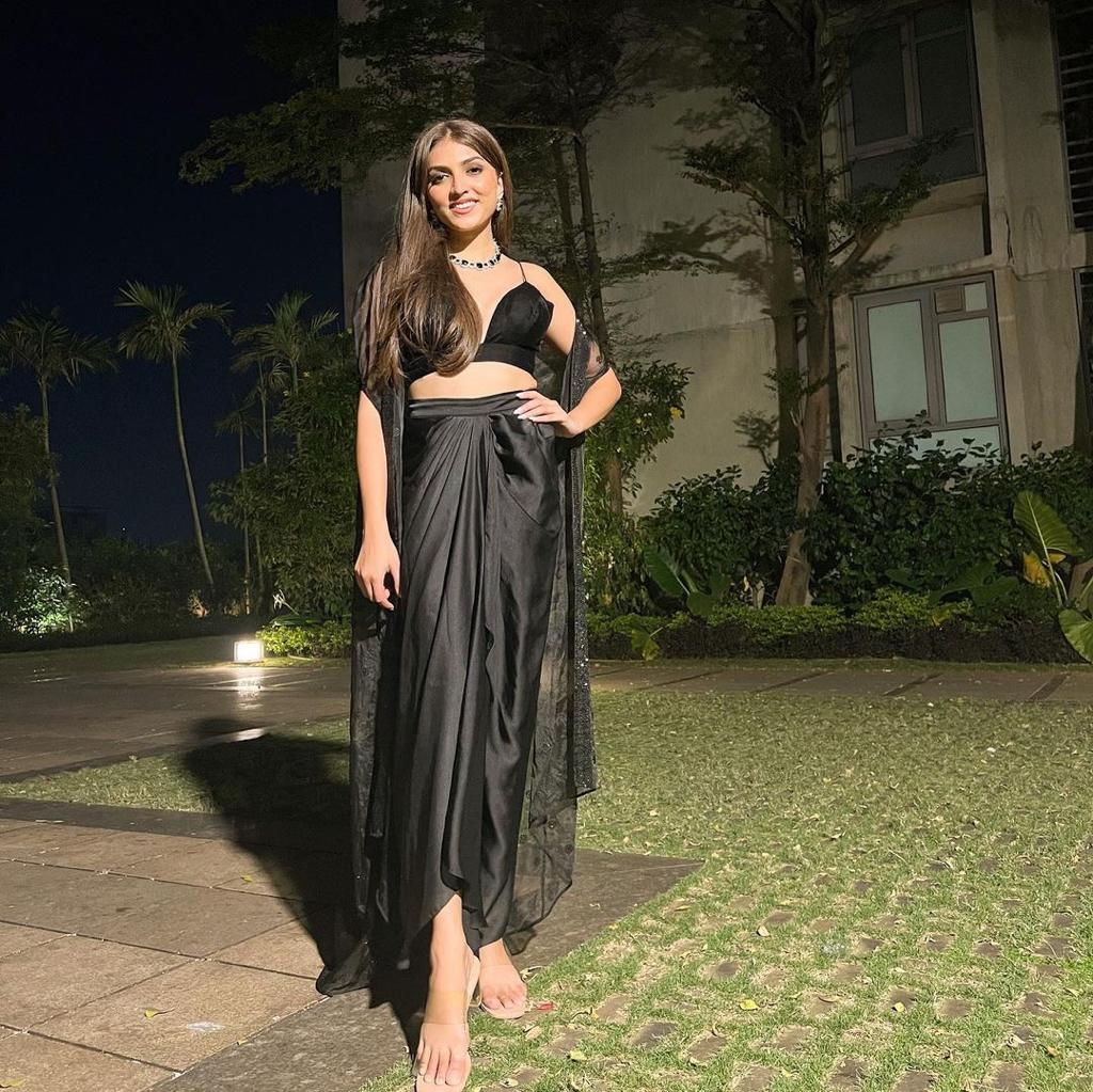 Black Drape Skirt Set