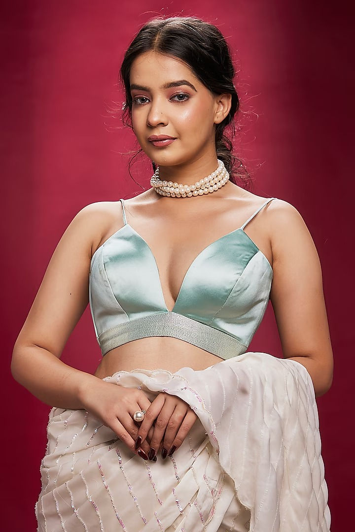 Thumbnail: White Diagonal Sequin Saree