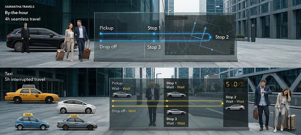 Luxury private car rental with driver for full day shopping trips and city tours