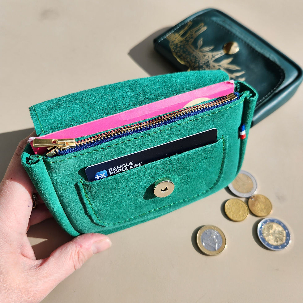 Miniature : Pochette portefeuille - PAULA - Vert Forêt | Vert Prairie velours