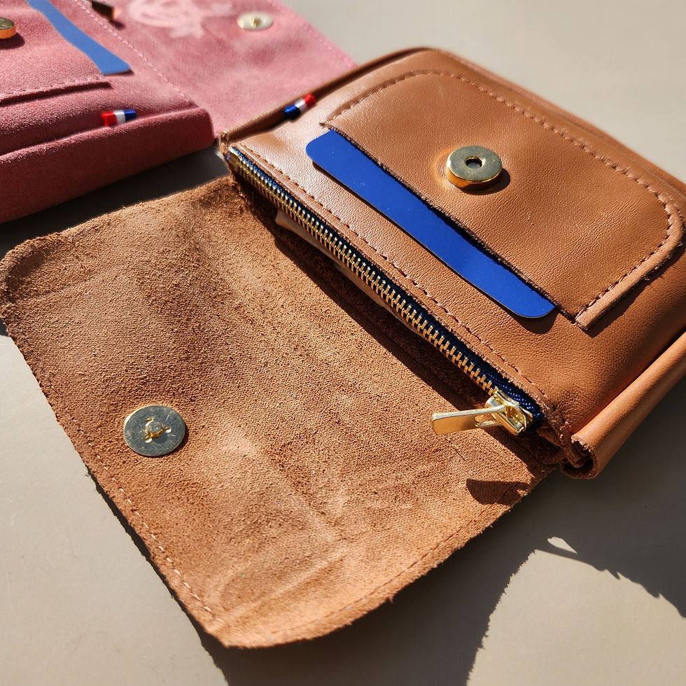 Miniature : Pochette portefeuille - PAULA - Whisky | Rose Coquille Velours