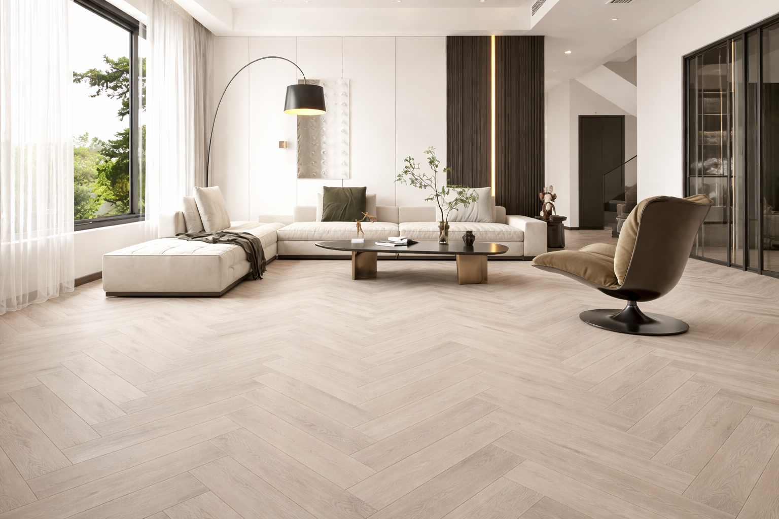 Herringbone Whitewashed Oak- 5.2mm Premium Rigid Core Click SPC