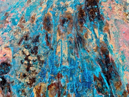 Detail of oxidation and wax on canvas — Laura Alunni, Entropy series, Perugia