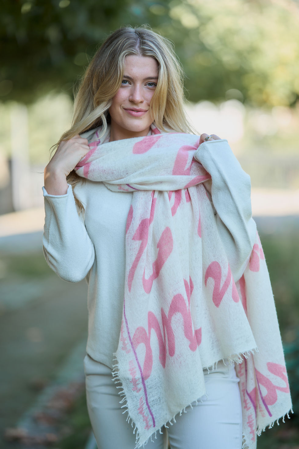 Miniaturbild: Exklusiver 100% Cashmerschal "OM" - rosa