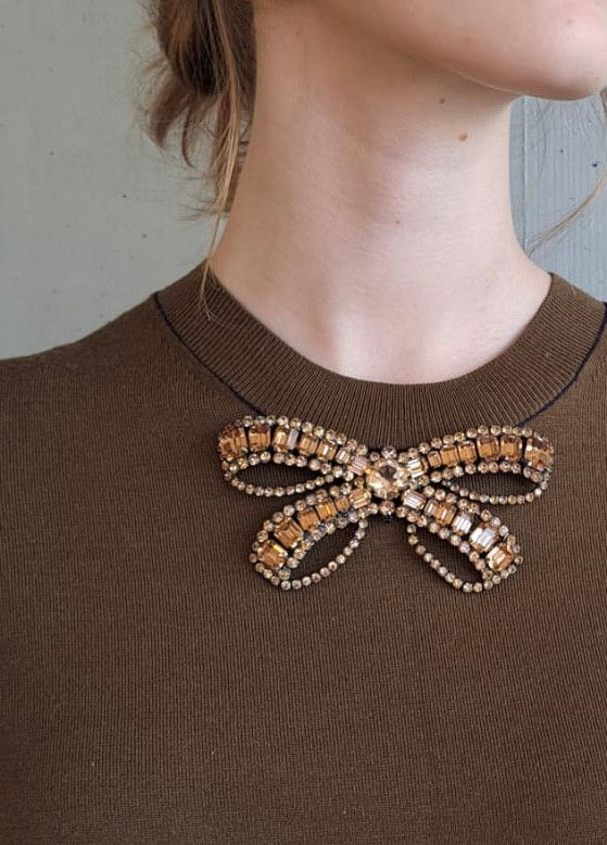 Thumbnail: Butler & Wilson Vintage 1980s Brown bow brooch