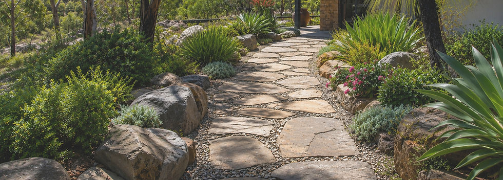 Stepping stone path showcasing landscaping services Morayfield