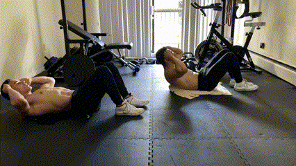 Crunches to work the upper rectus abdominis (upper six pack region)