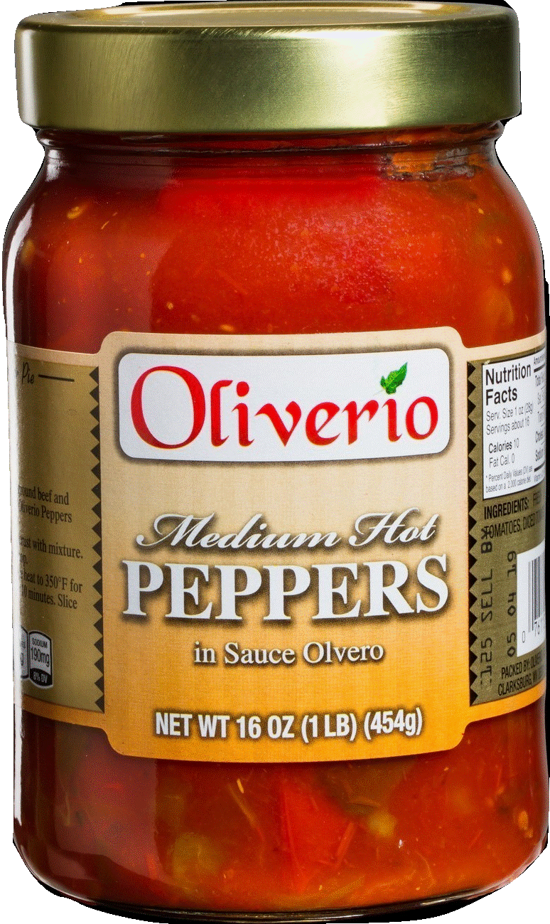 16oz Medium Hot Peppers in Sauce Oliverio Peppers