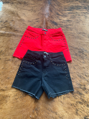 Black Jean Stud Shorts | Corn Crib Boutique